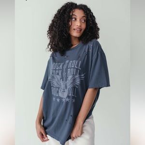 The Post Alexandra Distressed Rock & Roll Oversized Graphic Tee